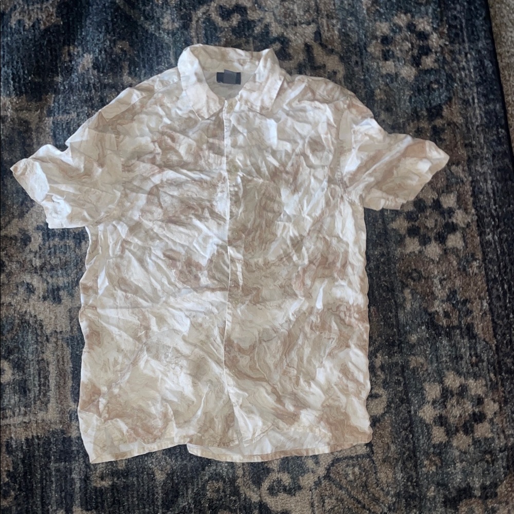 H&M Cream and Brown Patterned Casual Shirt